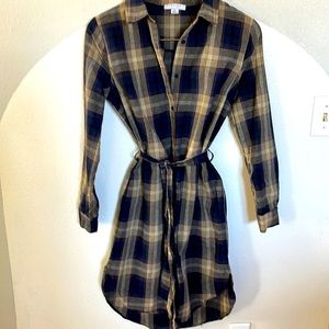 Plaid button front dress.